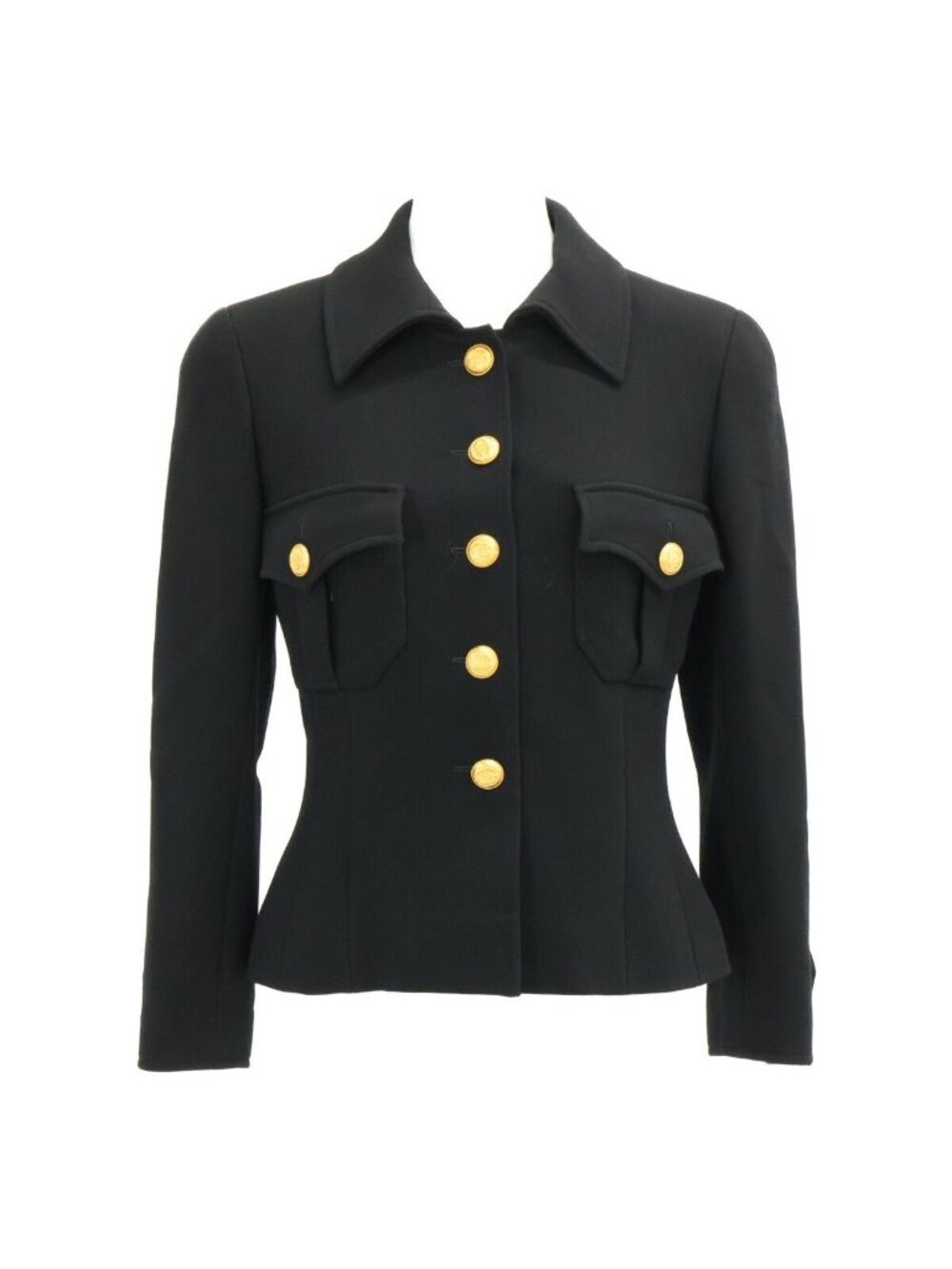 Chanel Wool CC Logo Button Hem Chain Decoration Single Jacket 36